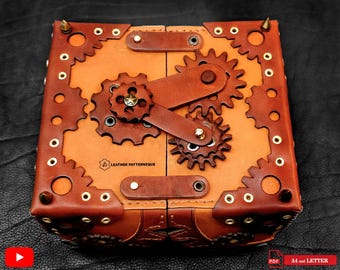 Steampunk Leather Box Pattern, "leather pattern pdf"