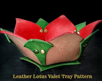 Patrón de bandeja de valet / Patrón de bandeja de valet de cuero Lotus en PDF / Patrón de bandeja de valet de cuero en PDF
