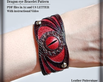 Patrón de brazalete Ojo de Dragón / Patrón de pulsera de cuero