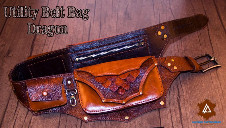 Dragon Pocket Belt Leather Pattern, DIY Utility Leather Belt, Leather ...