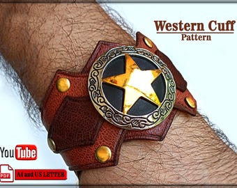 Patrón PDF para brazalete de cuero / Pulsera DIY / Patrón de cuero en PDF