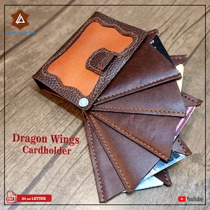 PDF-patroon Dragon Wings-kaarthouder: leren portemonneesjabloon (10,5 x 8,5 x 2,5 cm)