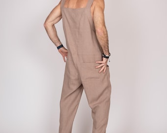 Belgischer Leinen Herren Overall - Flachs Jungen Overall - Sommer Romper für Herren - 30 Farben