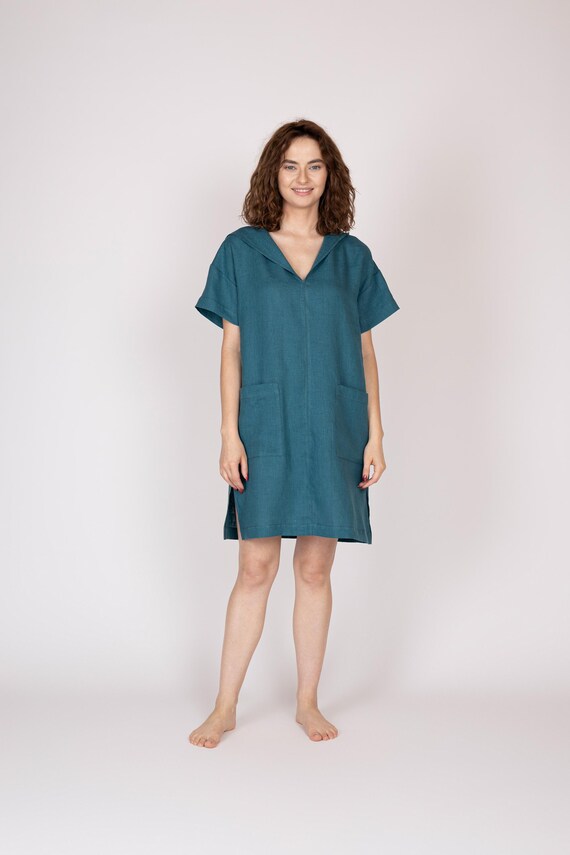 Belgian Linen Hooded Tunic Top: Women's Loose Fit, 30 Colors