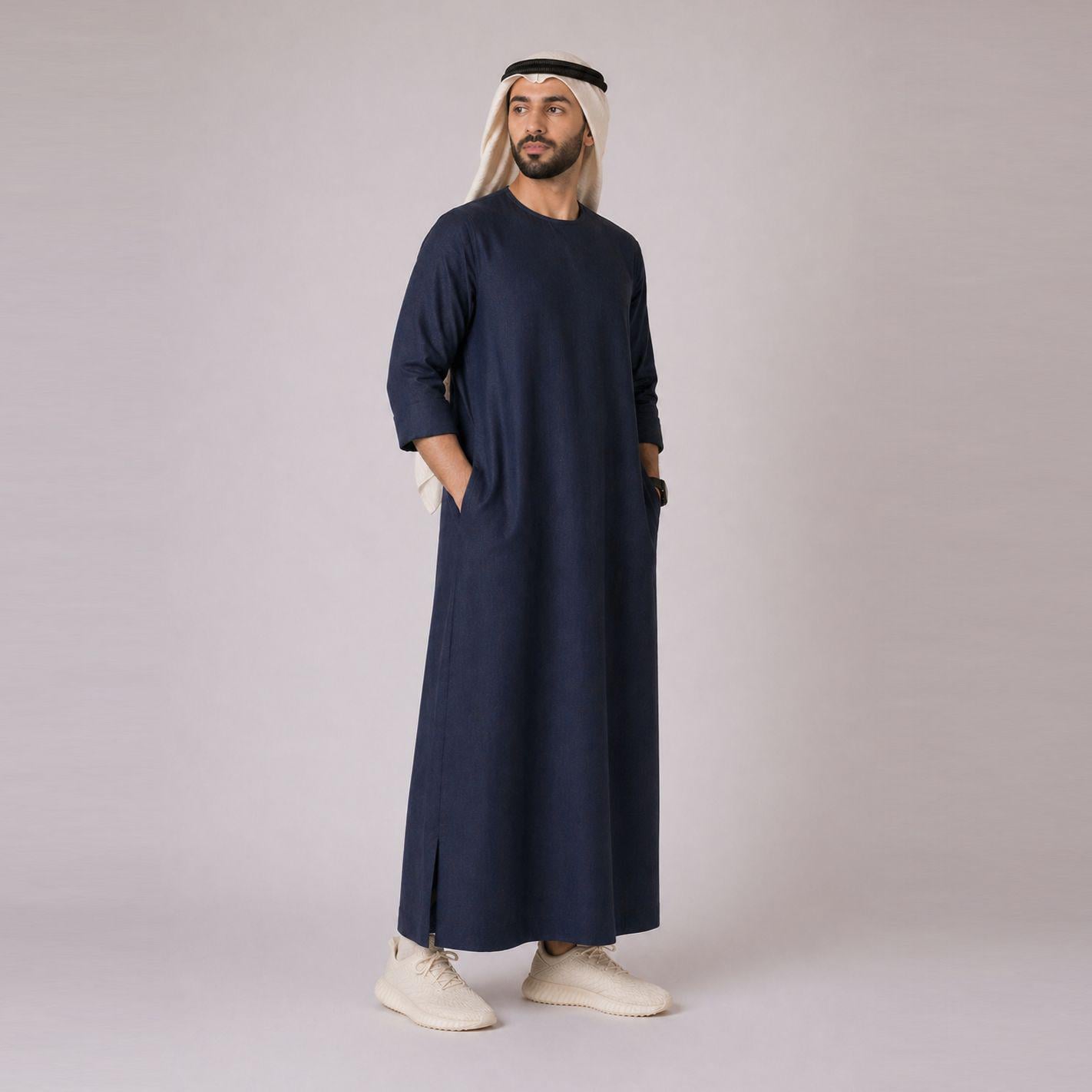 dishdasha dress The Majdalawi Traditional Palestinian Thobe Dress Dark Black Base / Large