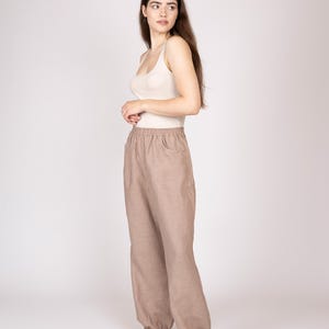 Belgian linen women&#39;s pants. 30 colors. All sizes. - Loose trousers for women. Linen womens pants. Girl summer pants. Elastic ankle pants.