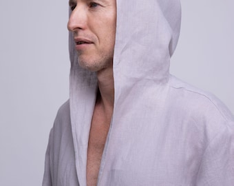 Belgische linnen herenkaftan - islamitische Thobes met capuchon - Europese natuurlijke linnen kaftans - 30 kleuren