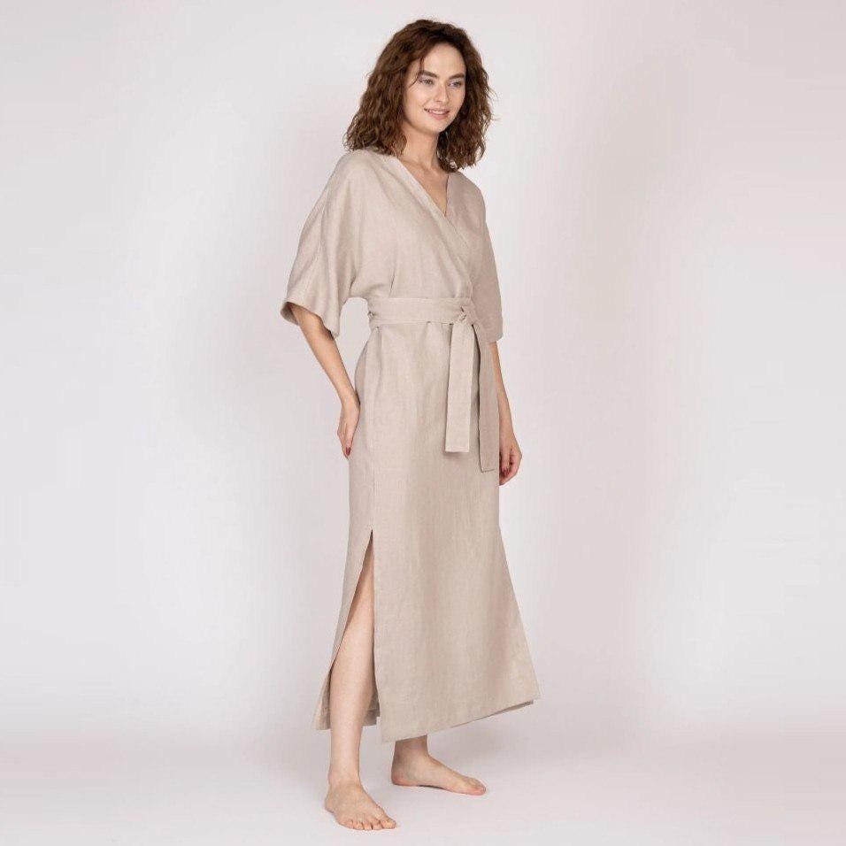 Belgian Linen Dress - Wrapped Dress With Belt - Natural Flax Fashion - 30  Colors - Etsy
