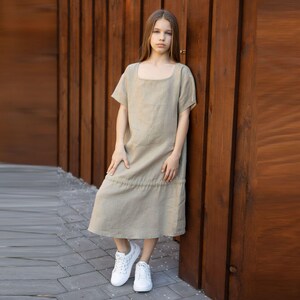 cute casual dresses for teens Teen Girl Dresses Basic Casual Dress Summer Cute Short Sleeve Round Neck Ankle-Length Loose Fit Dress Simple Versatile Lightweight Everyday Outfit