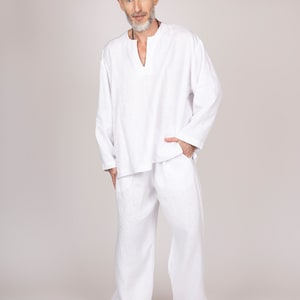 Belgian linen men&#39;s set. 30 colors. All sizes. - Men linen top bottom. Matching set for man. Relaxed men clothing. Summer set for men.