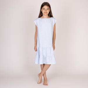 Belgian linen kids&#39; dress. 30 colors. All sizes. - Summer kids dress. Blue sky dress for girls. Lovely kids dresses. Dress for teens.