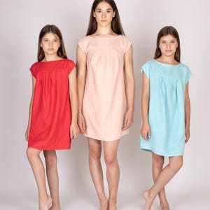 Belgian linen girls&#39; dress. 30 colors. All sizes. - Dress for teens. Bright dresses. Kids dresses. Basic teen&#39;s dresses. Girl simple dress.