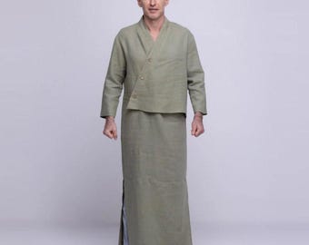 Belgian Linen Men's Kaftan - Exclusive Thobe - Islamic Fashion - Ramadan Outfit - 30 Colors
