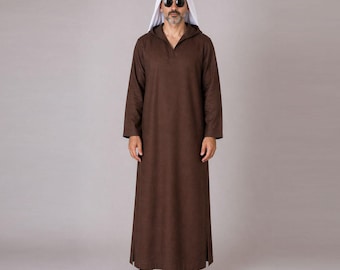 Belgian Linen Men's Classic Thobe - Elegant Kaftan - Arab Clothing - Middle Eastern Wear - 30 Colors