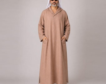 Belgian Linen Men's Muslim Clothing - Islamic Outfit - Kaftan Men - Luxury Dubai Thobe - 30 Colors