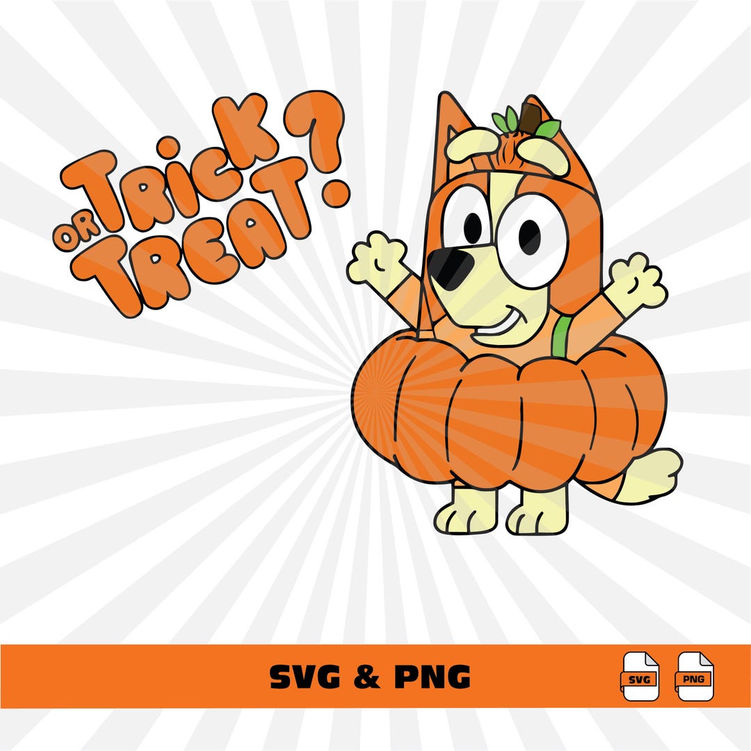 Bluey Bingo Pumpkin SVG and 300 DPI PNG File for Dtf Halloween - Etsy
