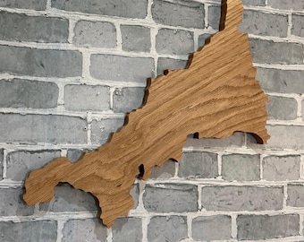 Large Cornwall Map Wall Art. Solid Oak Map of Cornwall - sustainable wooden wall art. Choice of size.