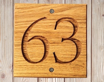 Door Number. Personalised Engraved Wooden House Numbers Sign with a choice of text, font and fixings. Handcrafted Door Number Sign.