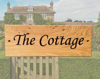 Hand Painted Wooden Oak House Sign. Bespoke House Sign Handmade in Cornwall. Customised text with a choice of finish and fixing