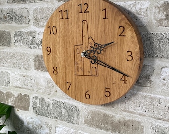 Cornish Tin Mine Clock - engraved wooden clock with Silent movement