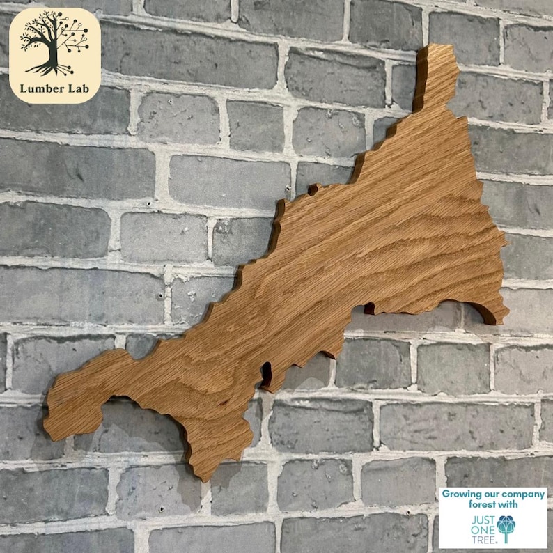 Cornwall Map Wooden Wall Art. Cornwall Map Outline Handmade From ...