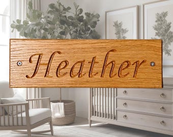 Wooden Kids Room Sign. Bespoke Oak Room Sign Handmade in Cornwall. Customised text, finish and fixings. Sustainably sourced Oak.