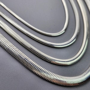 Sterling Silver Herringbone Chain Necklace: Italian Bohemian Jewelry