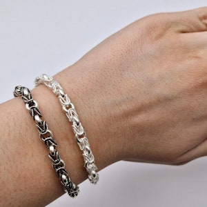 Handmade Sterling Silver Byzantine Bracelet - Unisex Chain Jewelry