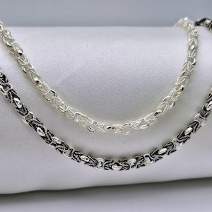 Handmade Sterling Silver Byzantine Chain Necklace - Unisex
