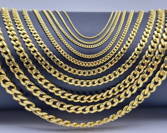 Handmade 14k Gold Plated Sterling Silver Cuban Link Chain