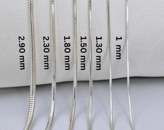 Sterling Silver Snake Chain Necklace: Elegant Unisex Pendant Chain