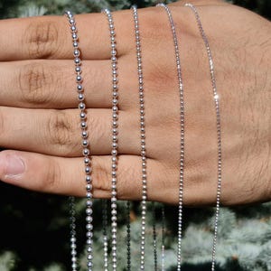 925 Sterling SilverBall Bead  Chain Necklace, Chocker Silver Chain,Chain for Pendant,Dog Tag Chain Necklace, Necklace For Charms