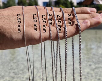 925 Sterling Silver Spiga Chain: Oxidized Wheat Necklace