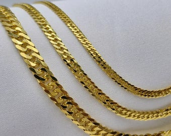 Handmade 925 Sterling Silver Curb Chain: Thick 14k Gold Plated