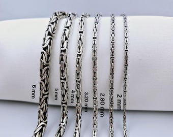 925 Sterling Silver Byzantine Chain Necklace,round Byzantine