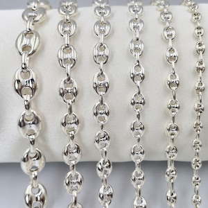 Sterling Silver Puffed Anchor Mariner Bracelet: Handmade Unisex Chain