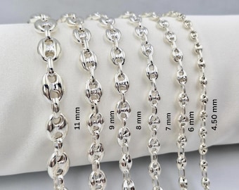 Sterling Silver Puffed Anchor Mariner Bracelet: Handmade Unisex Chain