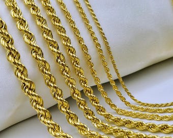 Sterling Silver Rope Chain Necklace: 14k Gold Plated Silver Choker