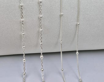 925 sterlingzilveren ketting: minimalistische kralenketting, zilveren satelliet en rand met bal, chique choker-sieraden voor dagelijks gebruik, handgemaakt cadeau