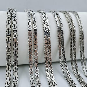 Oxidized Sterling Silver Byzantine Chain - Thick Solid Silver
