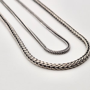 Silver Chain,Oxidized Foxtail Chain,925 Sterling Silver Chain,Handmade Silver Gift,Wheat Chain, Choker Pendant,Chain For Pendant, Boho Chain