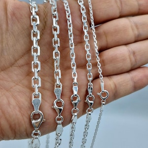 Solid Silver Anchor Chain 925 Sterling Silver,Silver Anchor Necklace,Link Chain Necklace, Cable Silver Chain,Chain for Pendant,Handmade Gift