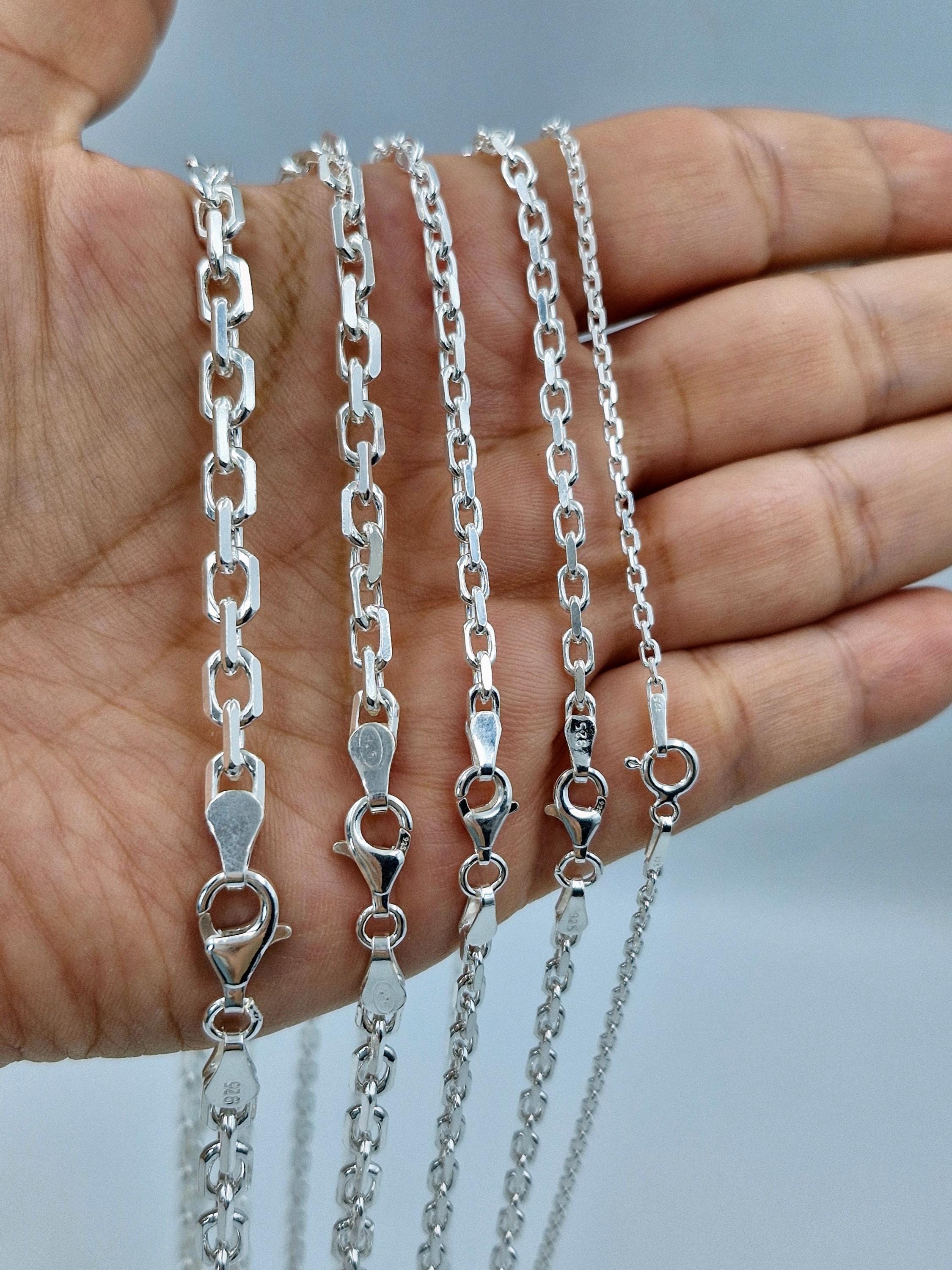 Sterling Silver Anchor Chain Necklace: Solid 925 Silver Link