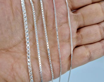 Sterling Silver Box Chain: Square Choker Chain for Pendants