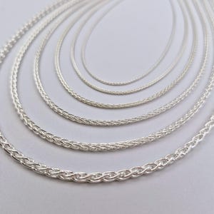 925 Sterling Silver Spiga Chain Necklace: Unisex Wheat Design