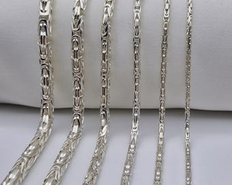 Sterling Silver Round  Byzantine Chain Necklace - King Chain for Men