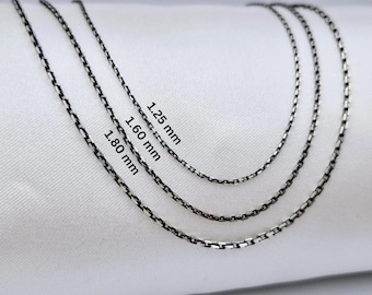 Sterling Silver Anchor Cable Chain Necklace: Oxidized Black Silver