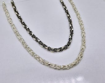 Handmade Sterling Silver Byzantine Chain Necklace - Unisex