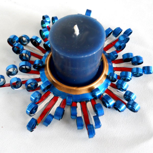 Patriotic Colored Recycled Aluminum Can Candleholder - CLEARANCE