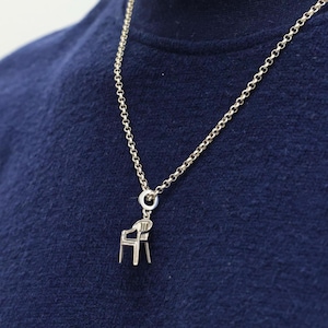 Mini Chair Pendant 925 Sterling Silver  - Rhodium Plated - Bad Bunny Chair